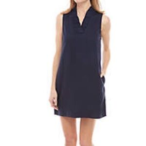 Crown & Ivy Navy Blue Ruffle Collar Shift Dress Size L